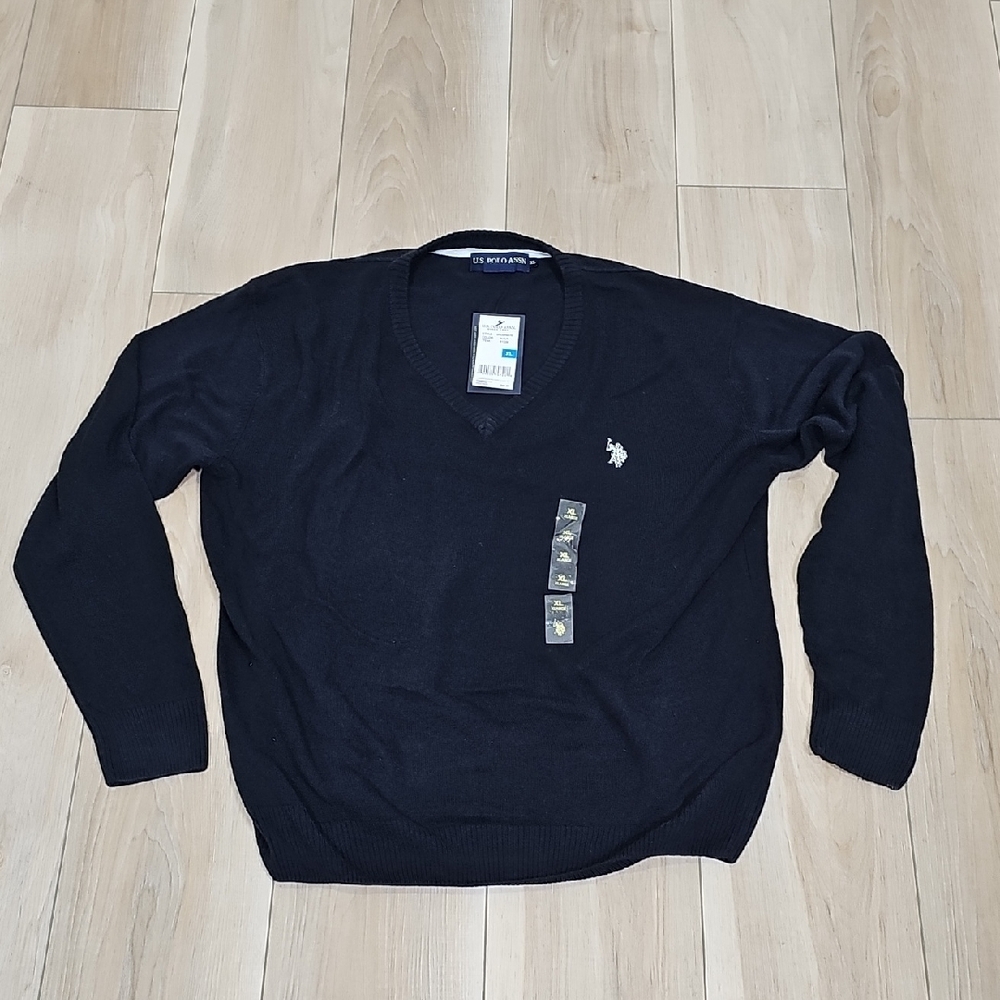 U.S. Polo Assn. Men's Navy Blue V-Neck Sweater Size X-Large